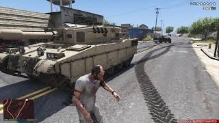 GTA 5 - Military Convoy Attack / Tank Rampage + Six Star Escape