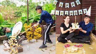 Warm birthday of the disabled brother, Punish the drunk guy - Harvesting Bananas