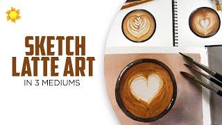 HOW TO SKETCH latte foam art (3 mediums)