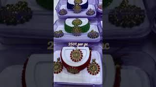 Designer Choker Necklace Set Crystal Work | Chik Sets Wholesale Price | Artificial Jewellery Sadar