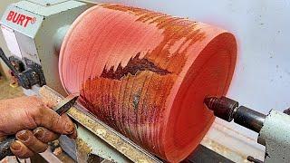 Amazing Woodturning Art - Man Turns Redwood Log Into Exquisite Masterpiece On Lathe