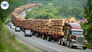 Extremely dangerous monster wood truck driving skills | climbing | heavy load 4K #79