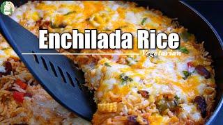 ENCHILADA RICE One-pan Casserole EASY! No Onion No Garlic Tex-Mex recipe - Sattvik Kitchen