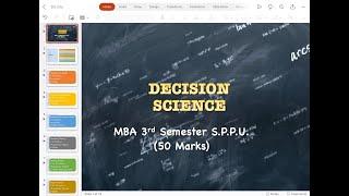Decision Science MBA 3rd Semester Guide 2024