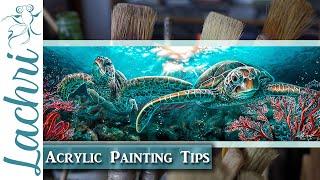 Acrylic Painting Tips -  Realistic Sea Turtles - Lachri