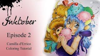 Inktober Episode 2: Camila d'Errico Manga Coloring Book tutorial