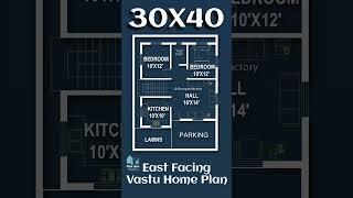 30x40 East Facing 2BHK Home Plan | Vastu Compliant House Design"