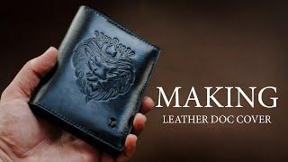 Making leather travel wallet. Passport cover. Leather craft