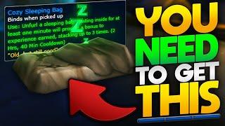 How To Get The Cozy Sleeping Bag! Perma XP Boost & HUGE Rested XP Buff