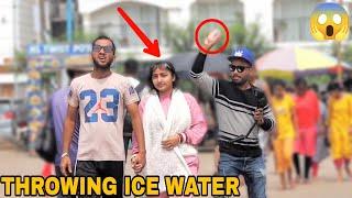 Throwing Ice Water Balloons at People Prank! || MOUZ PRANK