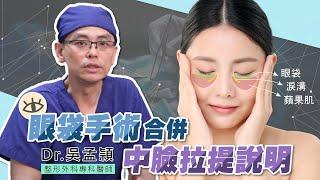 經眼下拉皮手術 | 眼袋手術能讓蘋果肌下垂及法令紋一併解決？眼袋手術合併中臉拉提說明 Dr.吳孟穎醫師 台北教主醫美整形BishopClinic