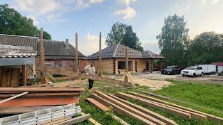 Продолжаем строить навес на две машины. Варим домашний творог. Жизнь простых людей в деревне.