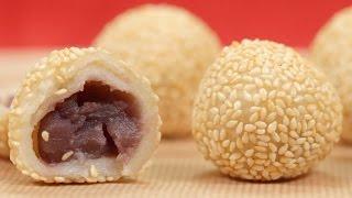 Sesame Balls Recipe (Chinese Dessert Jian Dui / Goma Dango) | Cooking with Dog