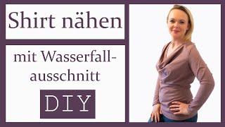 Shirt nähen mit Wasserfallausschnitt - DIY mit Annas Nähschule