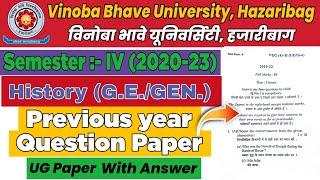 VBU UG Semester 4 History Generic Elective / General Previous Year Question Paper 2019-22