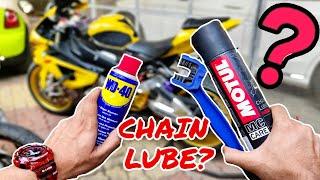 HOW TO LUBE A SUPERBIKE'S CHAIN ? DIY || Motorcycle Chain Maintenance Using WD40 & MOTUL Chain Lube