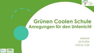 Grüne Coole Schulen – Anregungen für den Unterricht