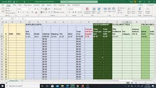 Amazon FBA Excel and Google Sheet - Costs, Fees, Break Even, Pricing and Profit