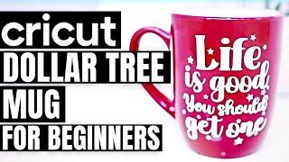  EASY CRICUT DOLLAR TREE PROJECT FOR BEGINNERS | HOW TO MAKE AND APPLY A DECAL ON A MUG ️