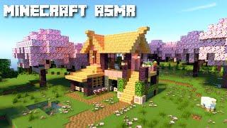 RTX Minecraft ASMR  Building a House in the Cherry Blossom Forest  Ear to Ear Whispers