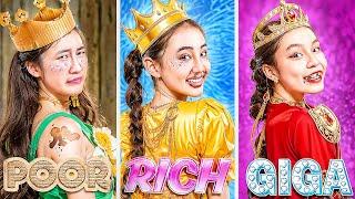 Poor Vs Rich Vs Giga Rich Girl At The Ball! Baby Doll Pretends To Be Princess At The Royal Party