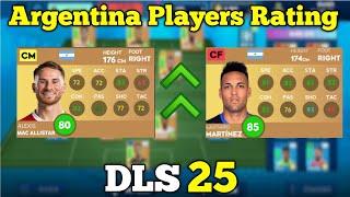 DLS 25 || Argentina Players New Rating In Dls 25 || Dream League Soccer 2025 ||