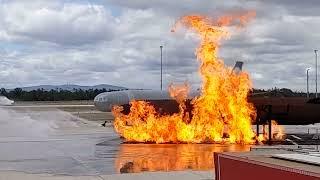 FIRE at FRA Airport -  Flughafen Firefighting Feuerwehr Practice