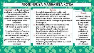 Буйрак касалликларида УАШ тактикаси  Замонавий даволаш усуллари ва профилактикаси  Протеинурия ва си