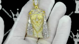 Gold Baguette Jesus Piece Hip Hop CZ Iced Out Pendant | Custom Bust Down Hip Hop Jewelry