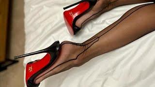 open toe stiletto mule heels with nylon stockings | #viralvideo #youtube #trending