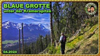 BLAUE GROTTE UNTER DER KRAMERSPITZE. Garmisch-Partenkirchen 04.2024.