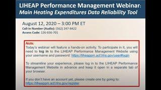 LIHEAP Performance Management: Main Heating Expenditures Data Reliability Tool