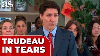 EMOTIONAL TRUDEAU  breaks down in tears, vows to stand by CANADIANS until the end