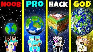 Minecraft Battle: NOOB vs PRO vs HACKER vs GOD: INSIDE EARTH BASE HOUSE BUILD CHALLENGE / Animation