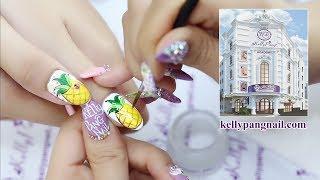 Học vẽ cọ nét gel mẫu nail Trái Thơm siêu cute | KellyPang Nail