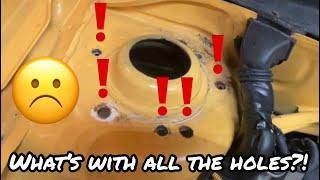 Welding holes and cleaning rust in the bay - Saving an Imola Yellow 20th Ep. 6