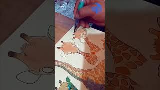 Pintando con acuarelas - jirafa cartoon