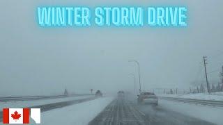 Canadian Winter Storm Drive Calgary, Alberta