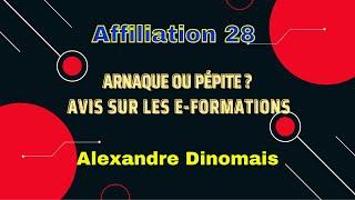 Affiliation 28 -Arnaque ou pépite ? - Alexandre Dinomais - Avis sur les e-formations. gagner argent