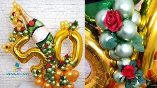 Champagne Bottle Balloon Bouquet Tutorial   50th Birthday Balloon Decorations #50thbirthday