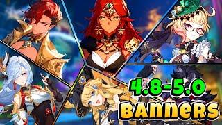 Genshin Impact Version 4.8 and 5.0 Upcoming Characters Banners Roadmap including Reruns