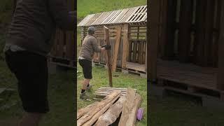 Building a cabin from pallets #shorts