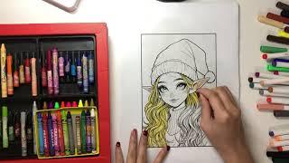 Color the girl wearing a beanie with beautiful ears