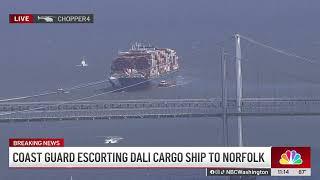 Coast Guard escorts Dali ship out of Baltimore on way to Norfolk | NBC4 Washington