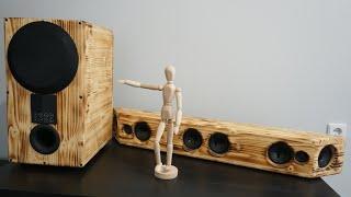 Diy 5.1 Soundbar, made of wood, amplifier from an old system, optical connection and bluetooth