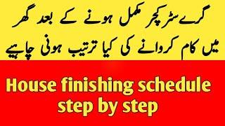 schedule finishing house work  / step by step house construction / gray structure house / Zs Traders