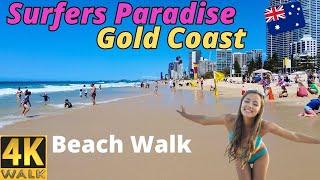 Surfers Paradise Beach ️ Walking Tour  [4K] Gold Coast 