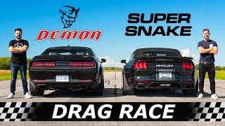 Dodge Demon vs Shelby Super Snake Widebody // DRAG & ROLL RACE