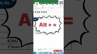 Excel Total Shortcut ️ Tips#shorts #trending #viral #excel