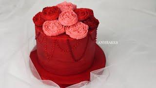 Red Velvet Cake with Cream cheese flavored buttercream for Valentine's day (turn on CC for recipes)